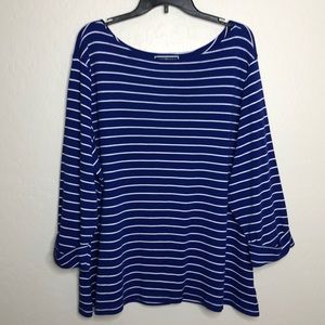 Karen Scott Blue and White Striped Top Size 3X